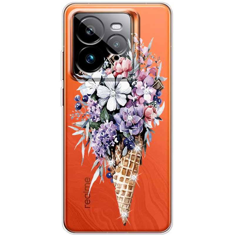 Чохол зі стразами Realme GT 7 Pro Ice Cream Flowers