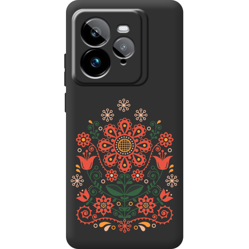 Чорний чохол BoxFace Realme GT 7 Pro Ukrainian Ornament