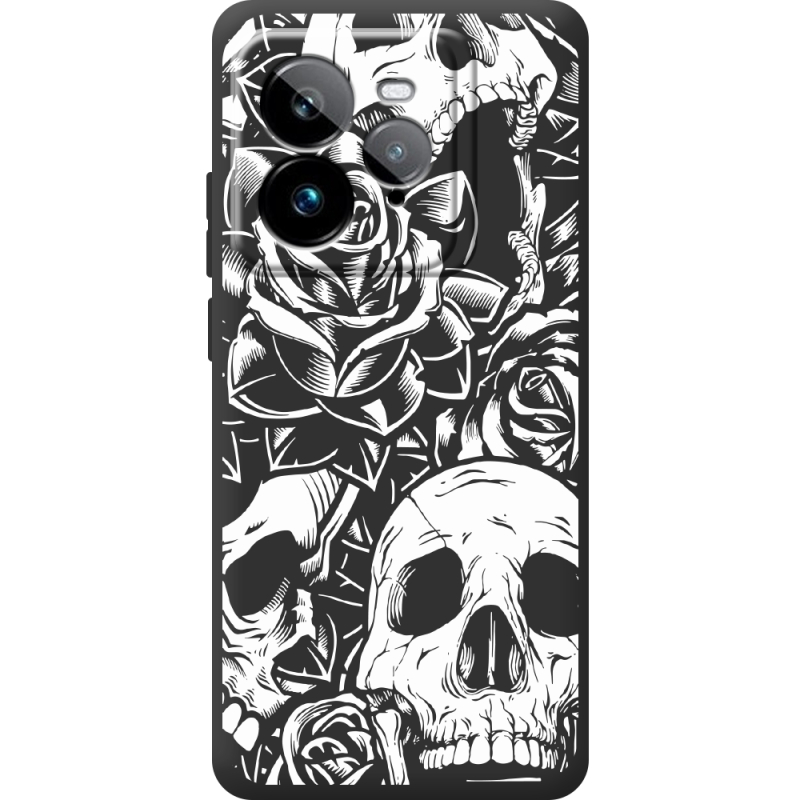 Чорний чохол BoxFace Realme GT 7 Pro Skull and Roses
