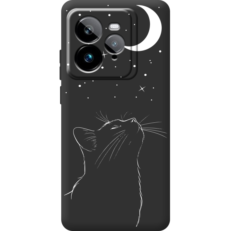 Чорний чохол BoxFace Realme GT 7 Pro Місячний кіт