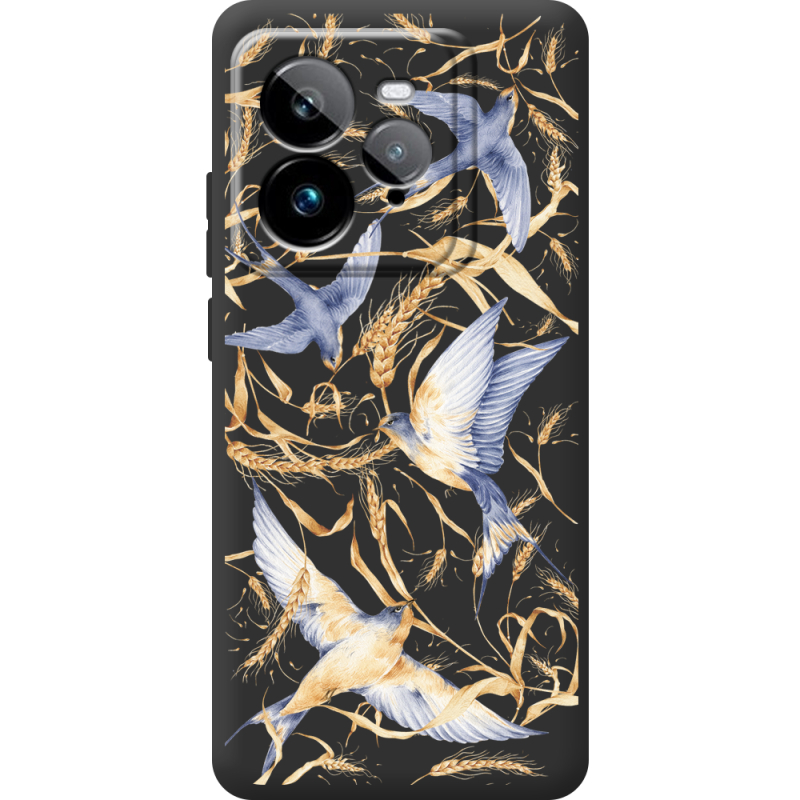 Чорний чохол BoxFace Realme GT 7 Pro Ластівки