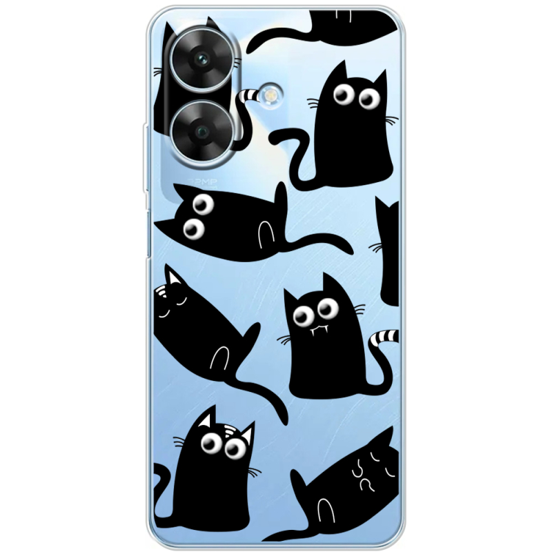 Прозорий чохол BoxFace Realme Note 60 с 3D-глазками Black Kitty
