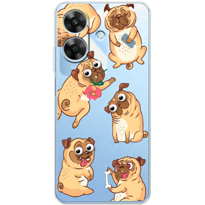 Прозорий чохол BoxFace Realme Note 60 с 3D-глазками Pug