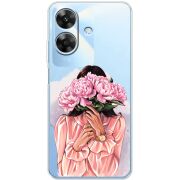 Прозорий чохол BoxFace Realme Note 60 Девушка с Пионами