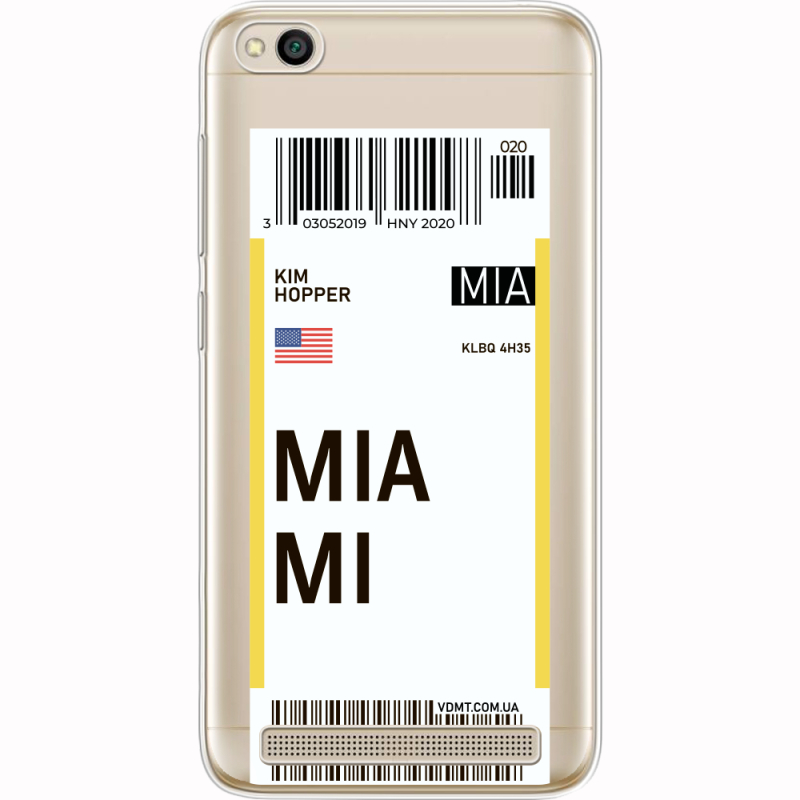 Прозрачный чехол Uprint Xiaomi Redmi 5A Ticket Miami