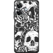 Чорний чохол BoxFace Realme Note 60 Skull and Roses