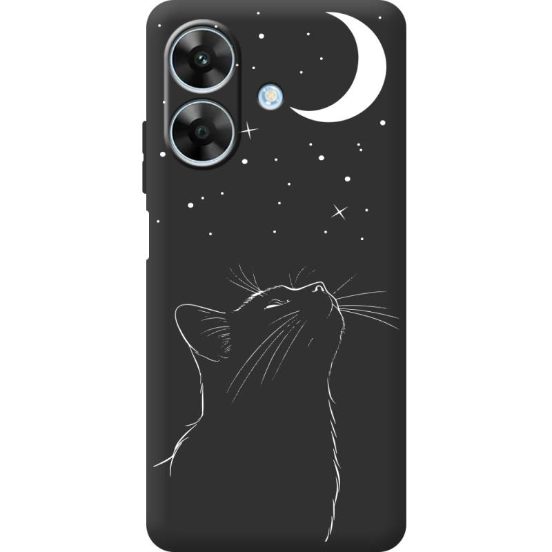 Чорний чохол BoxFace Realme Note 60 Місячний кіт