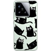 Прозорий чохол BoxFace Xiaomi 15 с 3D-глазками Black Kitty