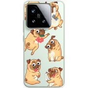 Прозорий чохол BoxFace Xiaomi 15 с 3D-глазками Pug