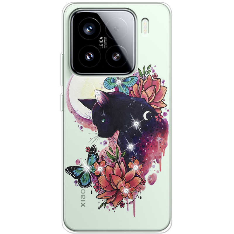 Чохол зі стразами Xiaomi 15 Cat in Flowers