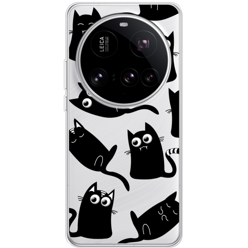 Прозорий чохол BoxFace Xiaomi 15 Ultra с 3D-глазками Black Kitty