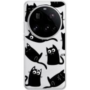 Прозорий чохол BoxFace Xiaomi 15 Ultra с 3D-глазками Black Kitty