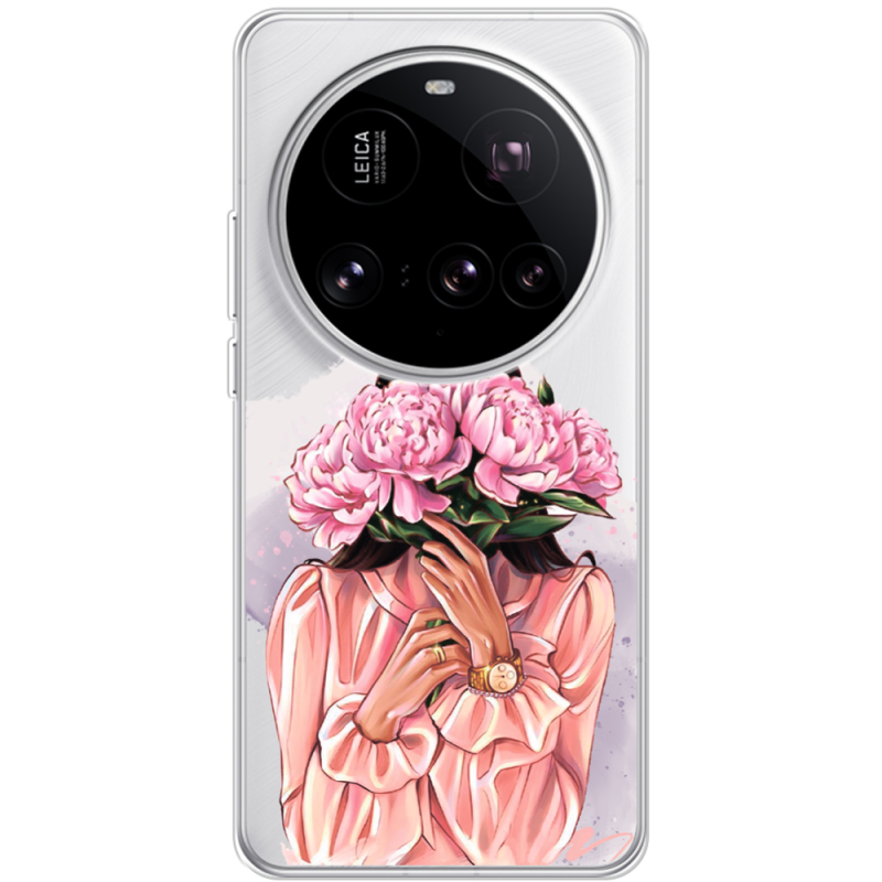Прозорий чохол BoxFace Xiaomi 15 Ultra Девушка с Пионами