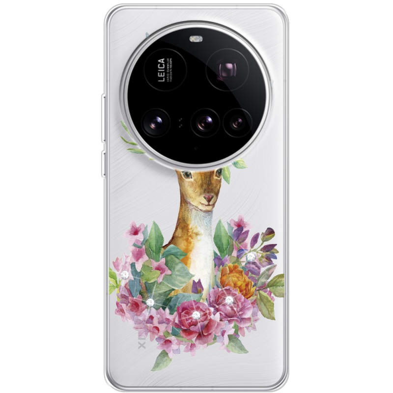 Чохол зі стразами Xiaomi 15 Ultra Deer with flowers