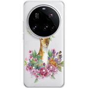 Чохол зі стразами Xiaomi 15 Ultra Deer with flowers