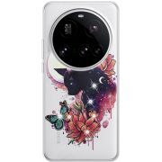 Чохол зі стразами Xiaomi 15 Ultra Cat in Flowers