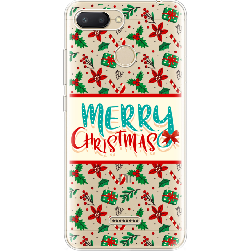 Прозрачный чехол Uprint Xiaomi Redmi 6 Vintage Christmas Pattern