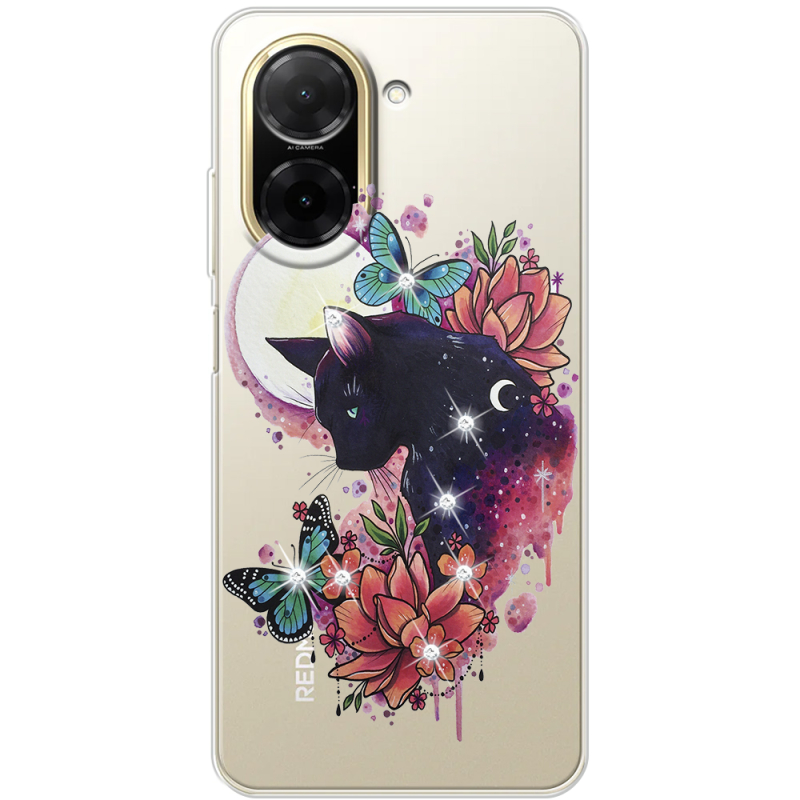 Чохол зі стразами Xiaomi Redmi A5 Cat in Flowers