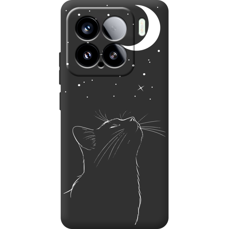 Чорний чохол BoxFace Xiaomi 15 Місячний кіт