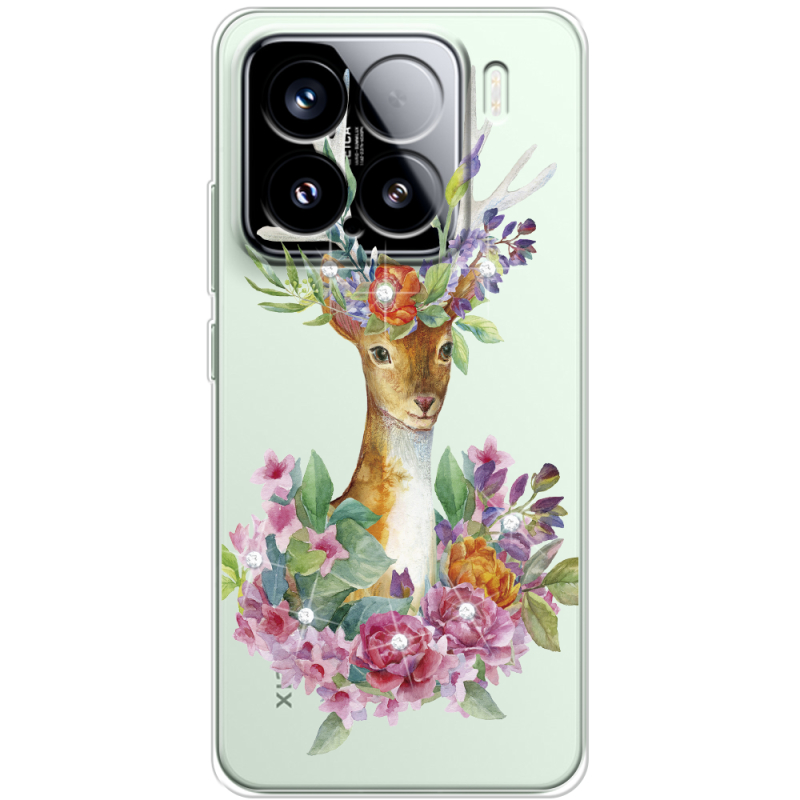 Чохол зі стразами Xiaomi 15 Deer with flowers