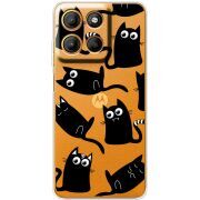 Прозорий чохол BoxFace Motorola G15 Power с 3D-глазками Black Kitty