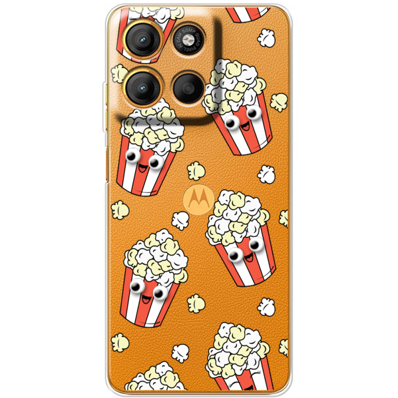 Прозорий чохол BoxFace Motorola G15 Power с 3D-глазками Popcorn