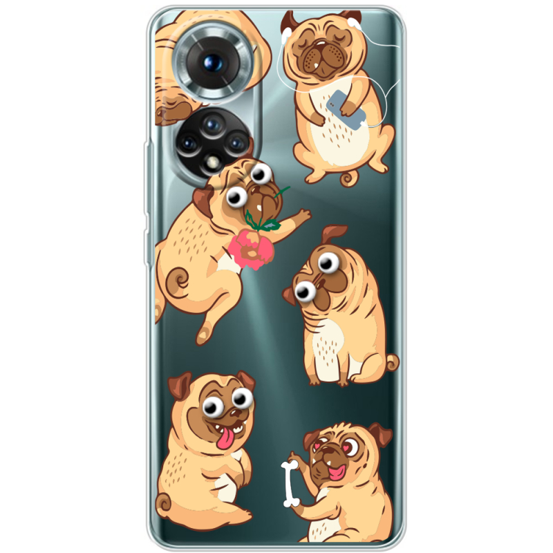 Прозорий чохол BoxFace Honor 50 с 3D-глазками Pug