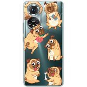 Прозорий чохол BoxFace Honor 50 с 3D-глазками Pug