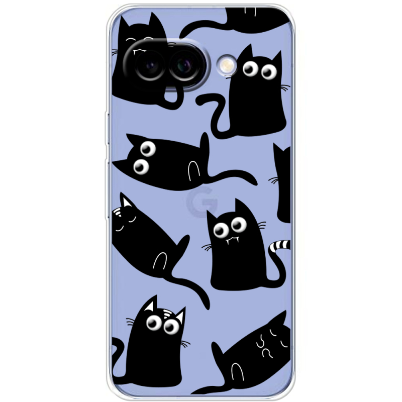 Прозорий чохол BoxFace Google Pixel 9A с 3D-глазками Black Kitty