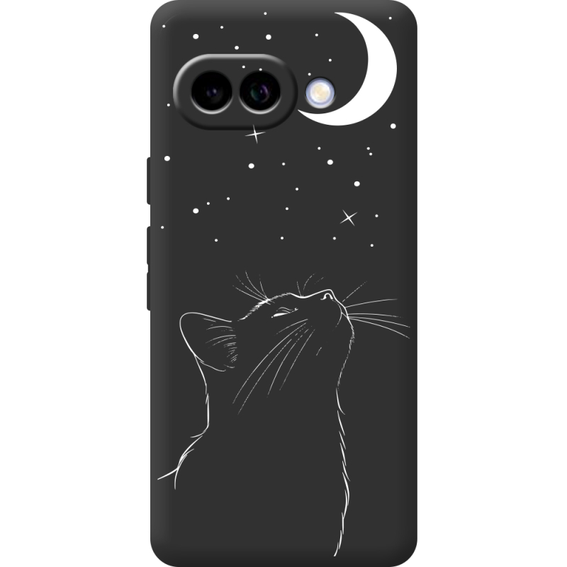 Чорний чохол BoxFace Google Pixel 9A Місячний кіт