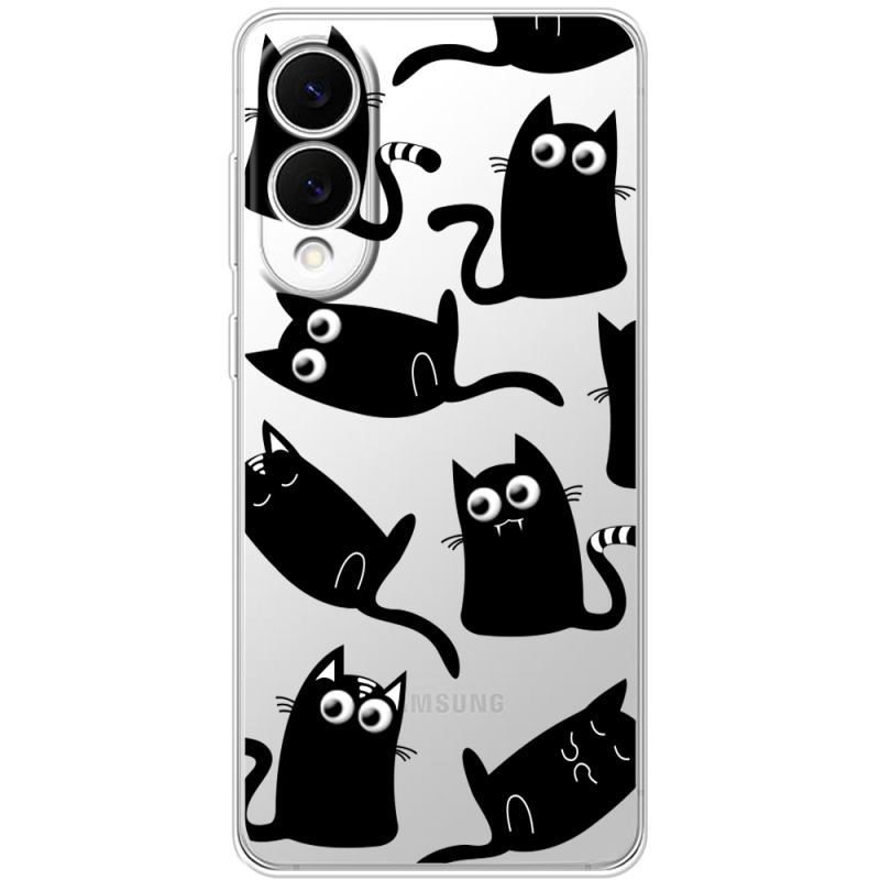 Прозорий чохол BoxFace Samsung Galaxy S25 Edge с 3D-глазками Black Kitty