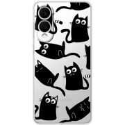 Прозорий чохол BoxFace Samsung Galaxy S25 Edge с 3D-глазками Black Kitty