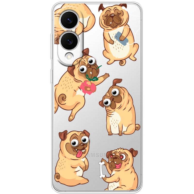 Прозорий чохол BoxFace Samsung Galaxy S25 Edge с 3D-глазками Pug