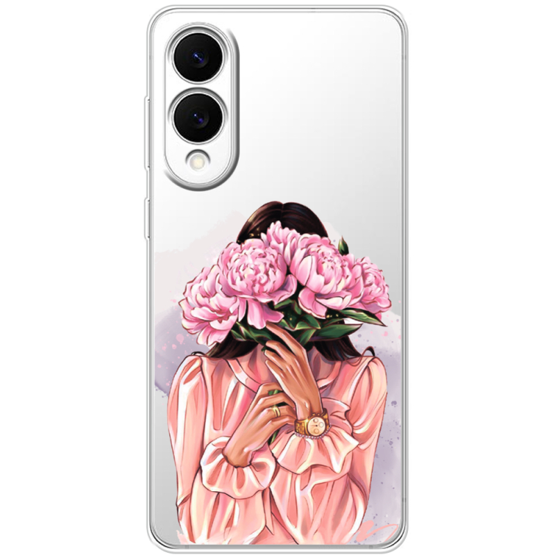 Прозорий чохол BoxFace Samsung Galaxy S25 Edge Девушка с Пионами