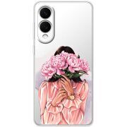 Прозорий чохол BoxFace Samsung Galaxy S25 Edge Девушка с Пионами