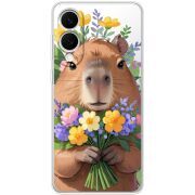 Прозорий чохол BoxFace Samsung Galaxy S25 Edge Капибара з квітами