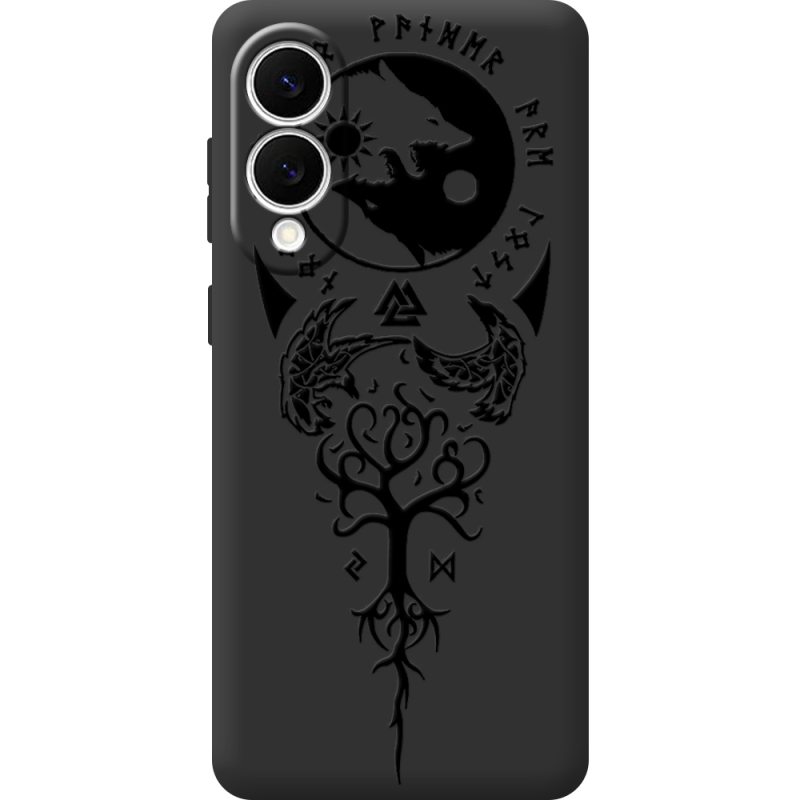 Чорний чохол BoxFace Samsung Galaxy S25 Edge Hugin and Munin