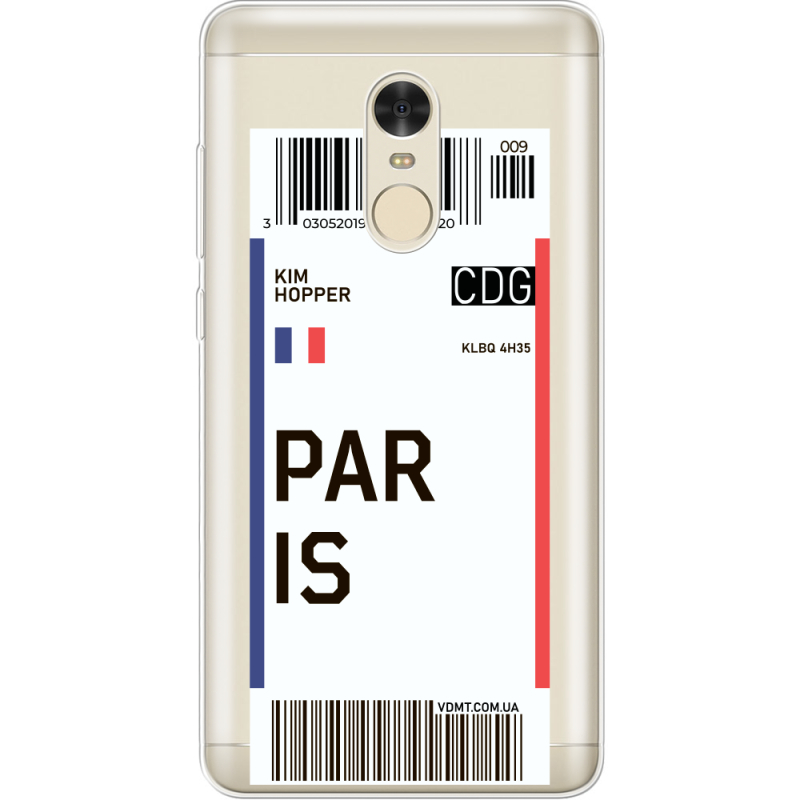 Прозрачный чехол Uprint Xiaomi Redmi Note 4 Ticket Paris