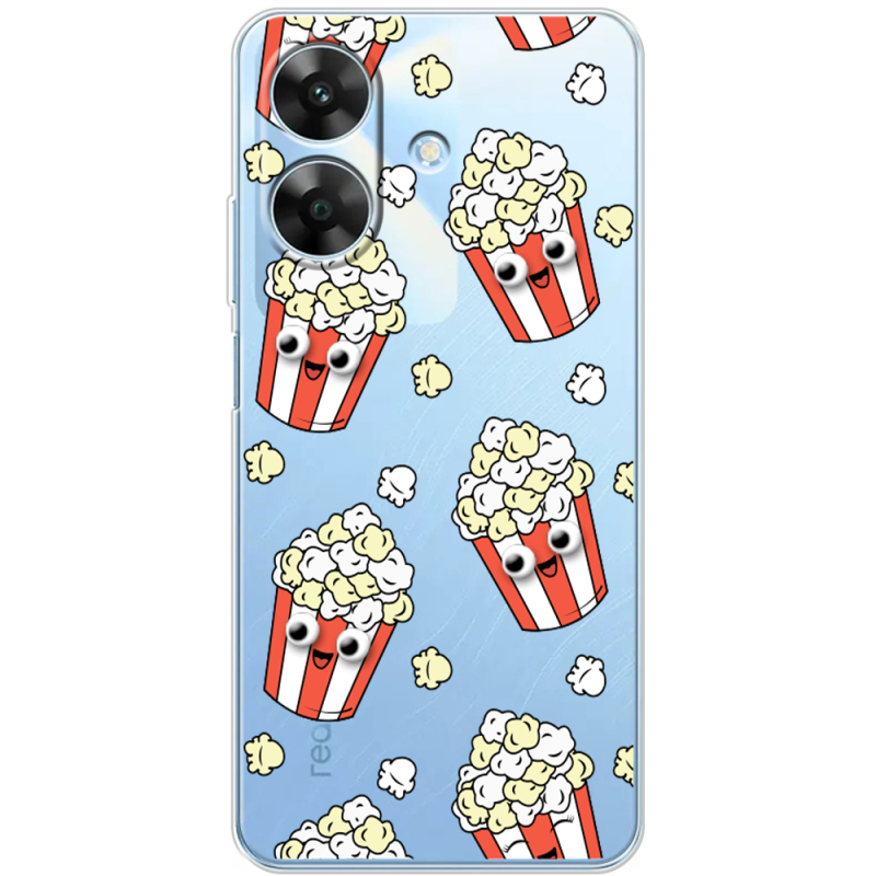 Прозорий чохол BoxFace Realme Note 60x с 3D-глазками Popcorn
