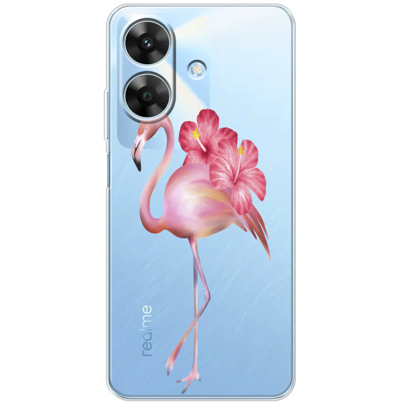 Прозорий чохол BoxFace Realme Note 60x Floral Flamingo