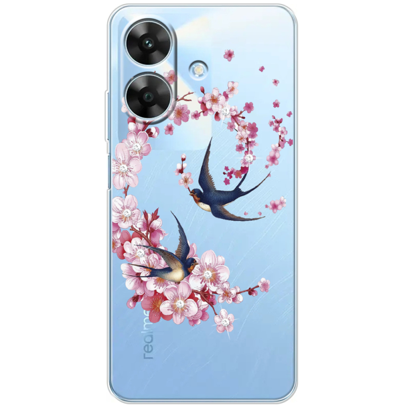 Чохол зі стразами Realme Note 60x Swallows and Bloom