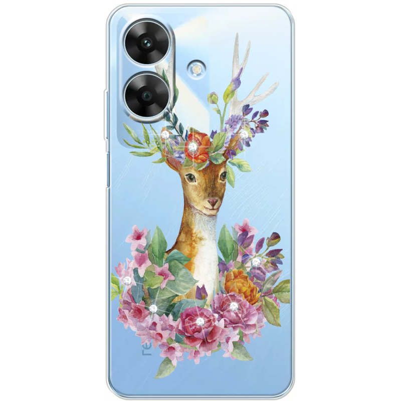 Чохол зі стразами Realme Note 60x Deer with flowers