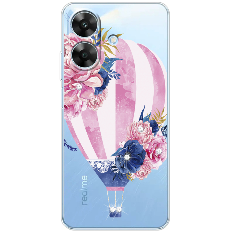 Чохол зі стразами Realme Note 60x Pink Air Baloon