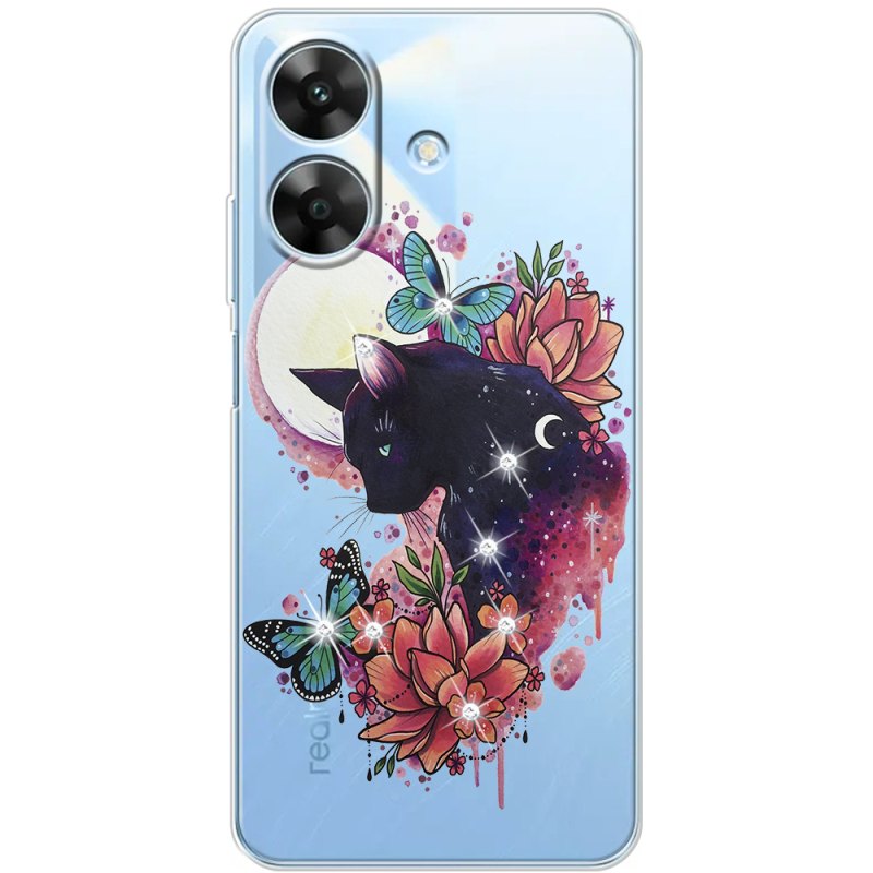 Чохол зі стразами Realme Note 60x Cat in Flowers