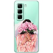 Прозорий чохол BoxFace Infinix Hot 50 Pro Plus Девушка с Пионами
