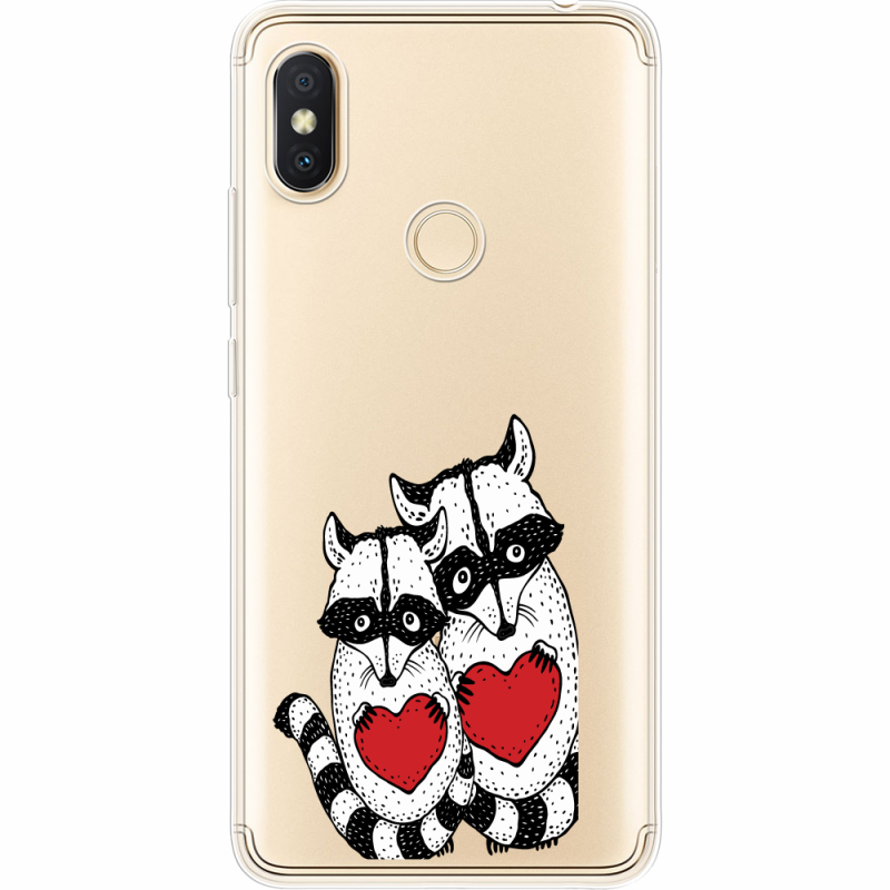 Прозрачный чехол Uprint Xiaomi Redmi S2 Raccoons in love