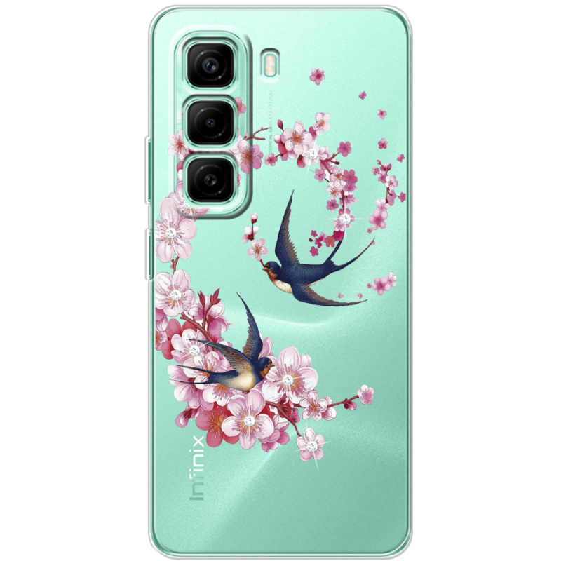Чохол зі стразами Infinix Hot 50 Pro Plus Swallows and Bloom