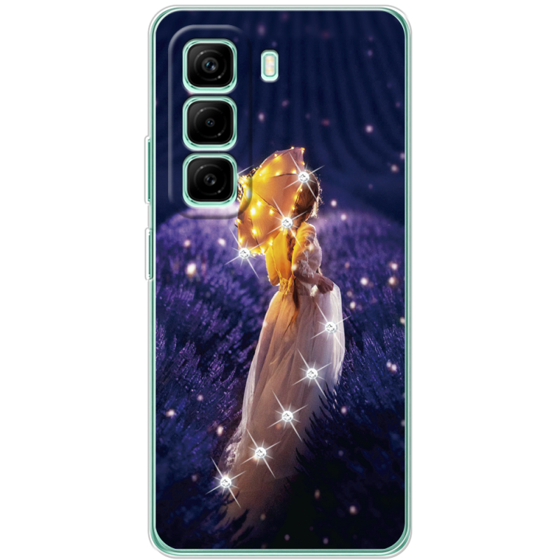 Чохол зі стразами Infinix Hot 50 Pro Plus Girl with Umbrella