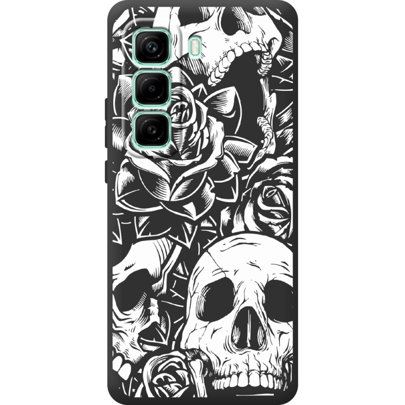 Чорний чохол BoxFace Infinix Hot 50 Pro Plus Skull and Roses