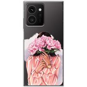 Прозорий чохол BoxFace HMD Skyline Девушка с Пионами